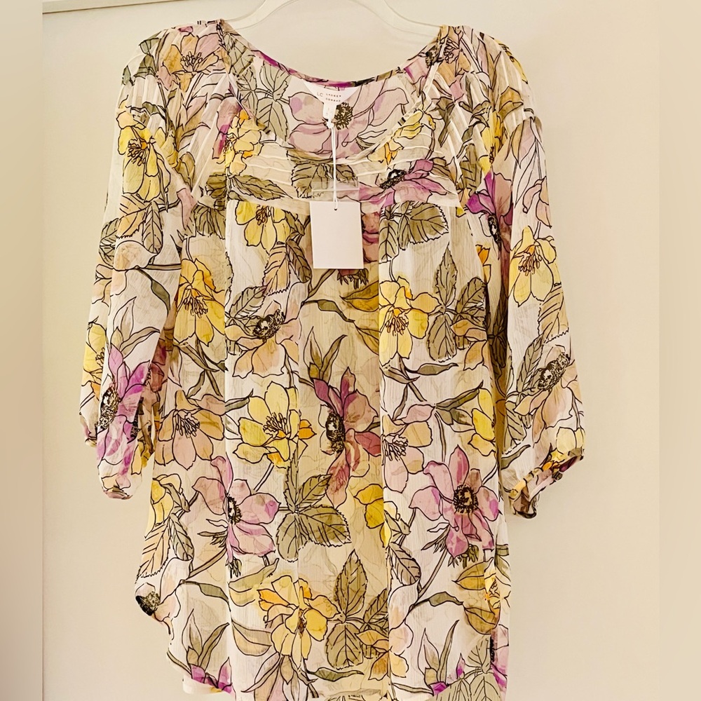 LC Lauren Conrad Peasant Floral Blouse Large NWT